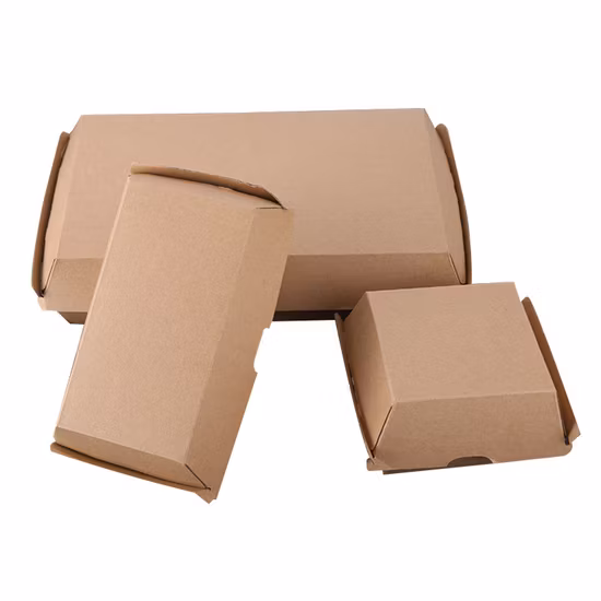 Custom Full Color Brown White Square Large Mini Disposable Corrugated Take out Folding Paper Food Packaging Burger Box