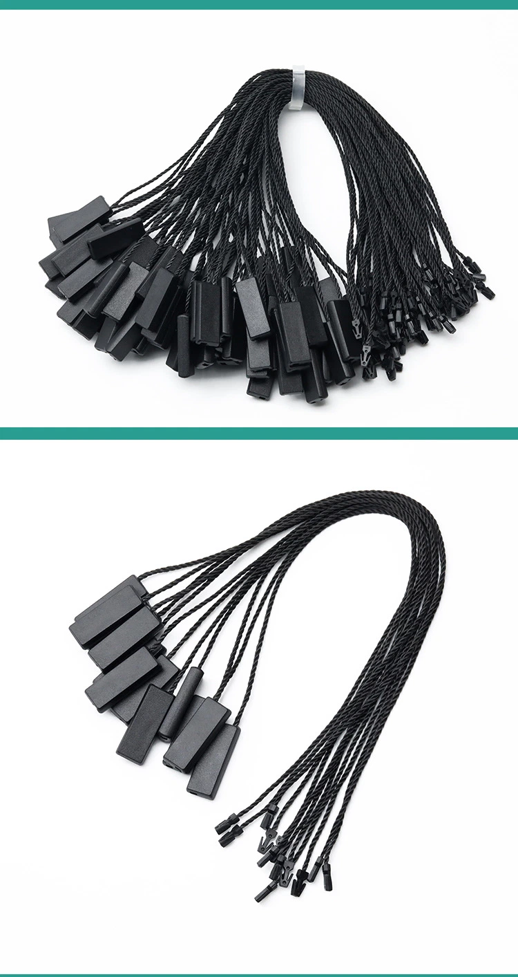 Degradable PLA Disposable Hand-Worn Rope Tag Fastener Children&prime; S Clothing Trademark Logo Black Rectangular Plastic Seal Tag