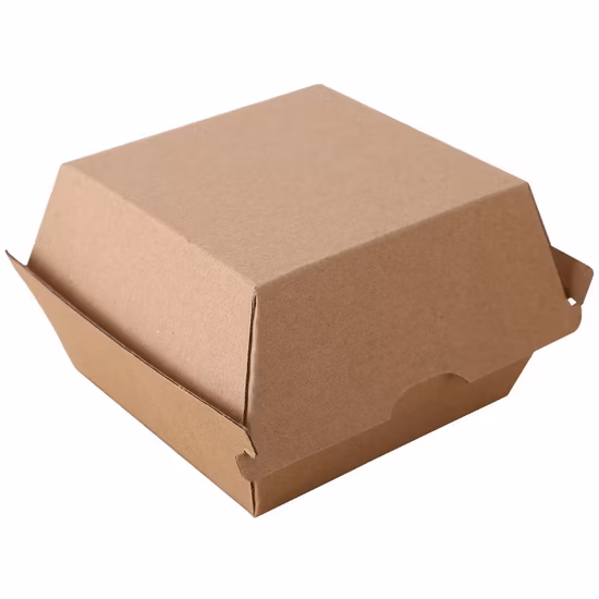 Custom Full Color Brown White Square Large Mini Disposable Corrugated Take out Folding Paper Food Packaging Burger Box