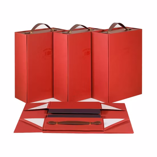 Custom Logo Rigid Board Wine Box Wine Gift Box Wine Bottle Box Folding Wine Packaging Box with Magnetic Closure