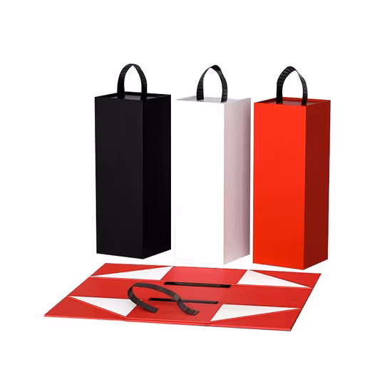 Custom Logo Rigid Board Wine Box Wine Gift Box Wine Bottle Box Folding Wine Packaging Box with Magnetic Closure