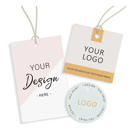 Custom Logo Recyclable Paper Hang Tags Business Printed Clothing Tags T