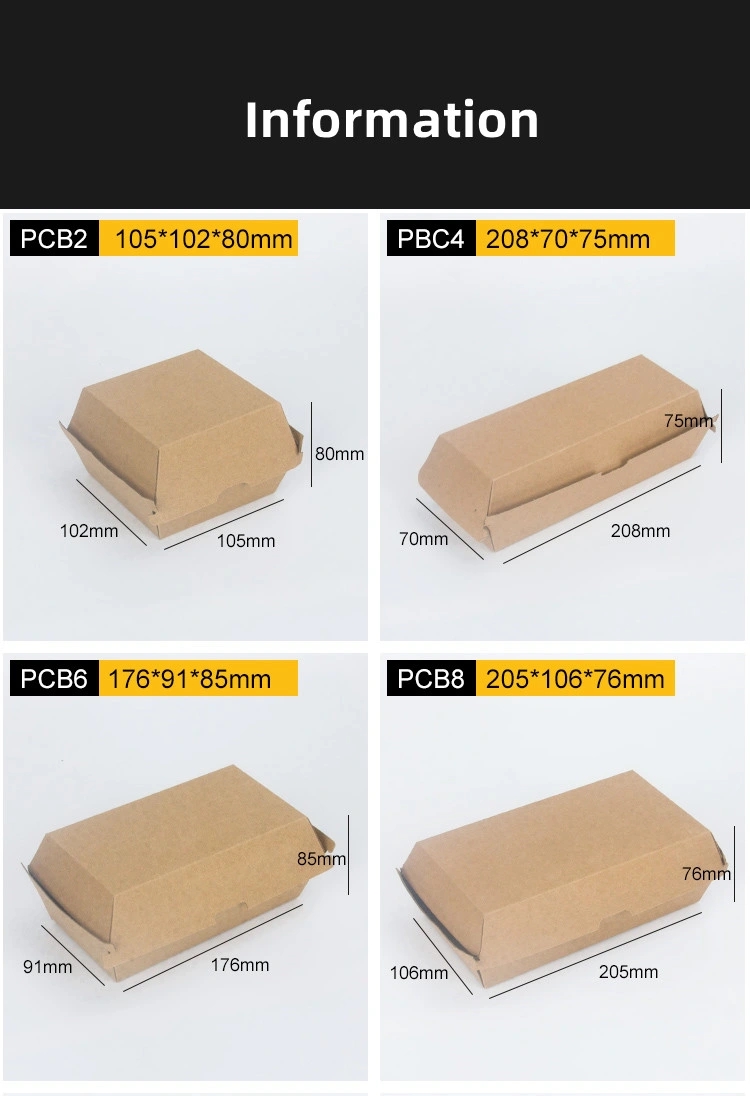 Custom Full Color Brown White Square Large Mini Disposable Corrugated Take out Folding Paper Food Packaging Burger Box