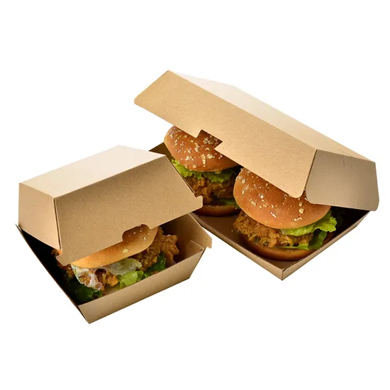 Biodegradable Hamburger Box Packaging Custom Print Packing Cardboard Paper Burger Box 