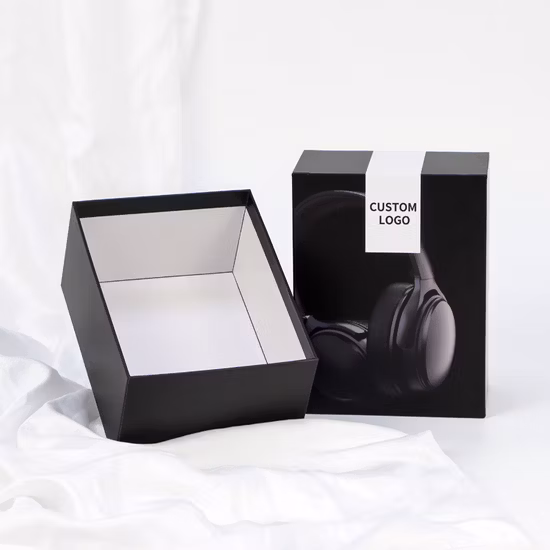 Firstsail Luxury Design Custom Rigid Cardboard Gift Box Consumer Electronics Earphone Home Appliance Black Top and Base Packaging