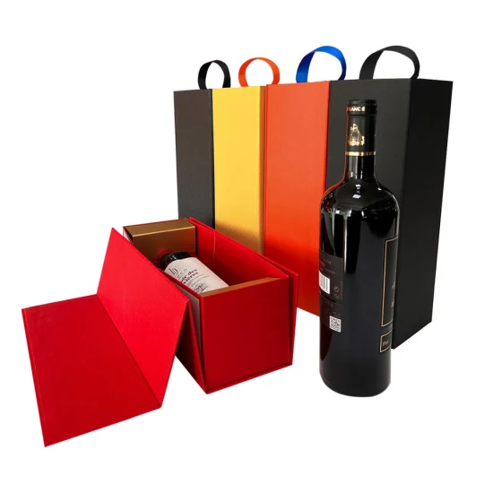 Custom Logo Rigid Board Wine Box Wine Gift Box Wine Bottle Box Folding Wine Packaging Box with Magnetic Closure